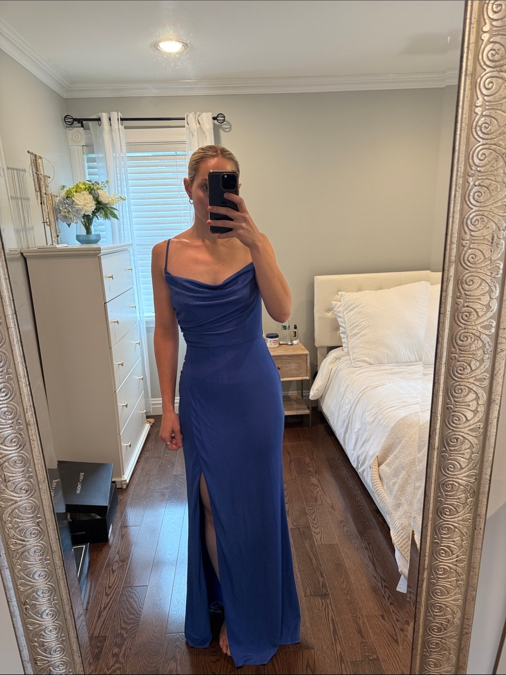 Laundry By Shelli Segal Royal Blue Cowl Neck Maxi Dress